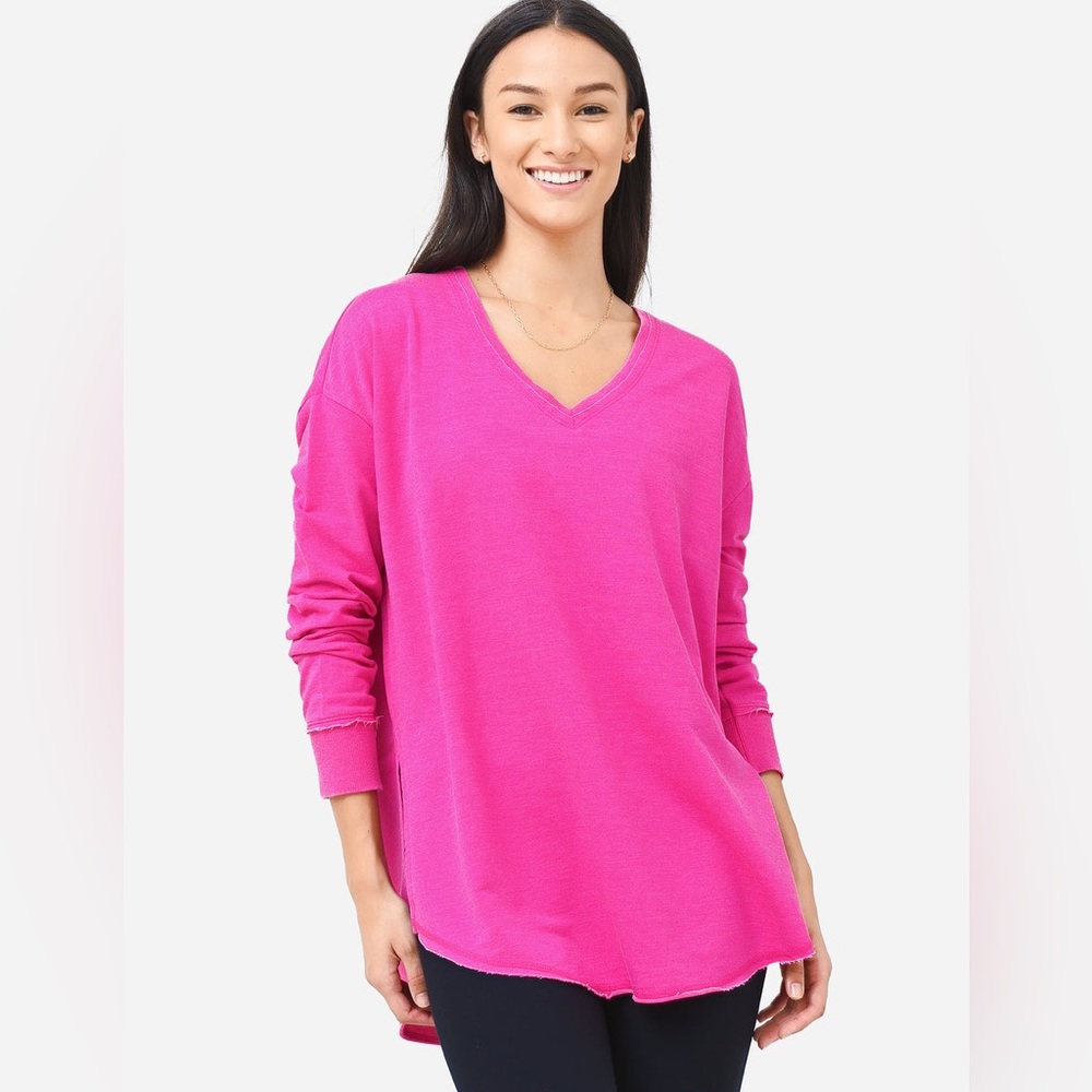Pink V-neck Weekender Top - Picture 2 of 3